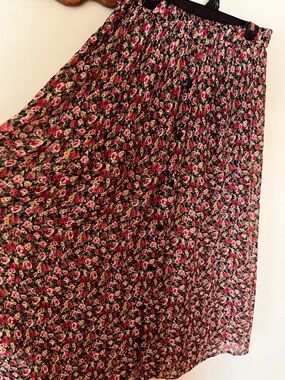90s Vintage Express Floral Maxi Broomstick Skirt
